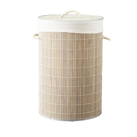 HOME BASICS Round Bamboo Hamper, Grey BH45165